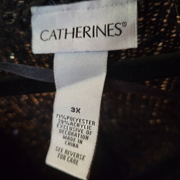 Catherines Black Sequined Cardigan Size 3x Host Pick - Picture 2 of 3